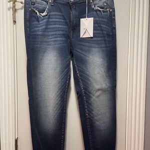 KanCan Dark Blue Distressed Boyfriend Jeans